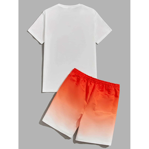 Ensemble streetwear homme t-shirt et short en jersey de coton épais 240 GSM, short marron terre avec empiècements, logo personnalisé imprimé, ensemble 2 pièces - Product Image 6