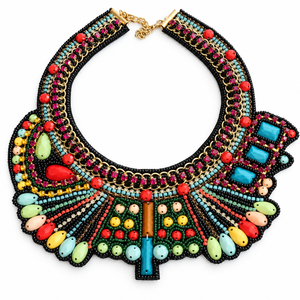 Collar trenzado de cuentas de semillas multicolor rosa, joyería llamativa tejida, proveedor mayorista para minoristas y boutiques - Product Image 6