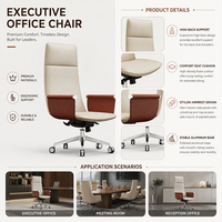 Chaise de bureau de direction de luxe à dossier haut, ergonomique, pivotante, avec accoudoirs rembourrés bicolores, fournisseur OEM