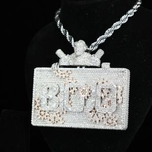 925 Custom Silver Moissanite FHG Full Diamond Pendant with VVS Link Chain Hip Hop Rapper Style Jewelry for Men and Women - Product Image 3