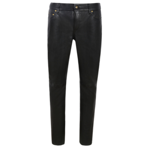 Pantalon sur mesure 100 % cuir Nappa véritable pour femme, noir, style jean décontracté, en cuir véritable souple, coupe ajustée et fuselée, tendance - Product Image 1