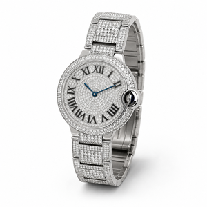 Reloj de Lujo de Alta Calidad con Incrustaciones de Moissanita, Acero Inoxidable, Esfera con Números Romanos, Unisex, Cuarzo, Resistente al Agua 3BAR - Product Image 5