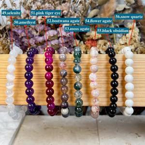 สร้อยข้อมือลูกปัดพลอยทรงกลมทำมือ - Product Image 2