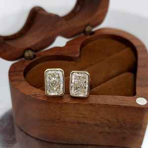 Pendientes de Diamantes Cultivados en Laboratorio de 2.00CT Cada Uno, Corte Radiante, para Mujer, Oro Sólido de 14K, Finos, Brillantes, Regalo para Novia - Product Image 5