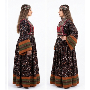 Robe traditionnelle ethnique vintage Kuchi, grande taille, longue jusqu'au sol, manches longues, multicolores, tenue de fête afghane, robes Kuchi afghanes - Product Image 3