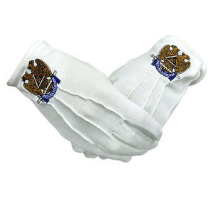 Gants en coton blancs avec broderie couronne et croix, longueur poignet, usage décontracté, utilisation quatre saisons - Product Image 4