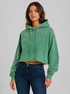 เสื้อฮู้ดครอปสีเขียวสำหรับผู้หญิง ปักลายโลโก้ Vibe Craft สไตล์ลำลอง เหมาะสำหรับใส่ในฤดูใบไม้ร่วง ผลิตจากผ้าฝ้ายถัก เป็นมิตรต่อสิ่งแวดล้อม ระบายอากาศได้ดี - Product Image 4