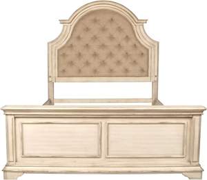 Cama King Size Anastasia de Madera de Pino Sólido, Diseño Clásico Tradicional en Blanco Antiguo, Duradera, de Binh Duong - Product Image 3