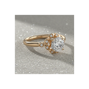 Anillo de compromiso de diamante cultivado en laboratorio Stonewels, corte marquesa central con halo, estilo vintage, engaste de oro de 14K con puntas para banda de boda certificada - Product Image 1
