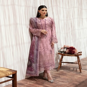 Robes de soirée en mousseline de soie de haute qualité pour femmes pakistanaises et indiennes, ensembles Shalwar Kameez Dupatta, robes d'été prêtes à porter, vente en gros - Product Image 2