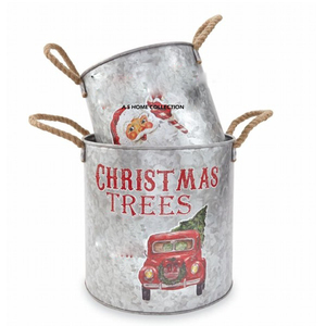 Seau en métal galvanisé au design unique et élégant, aspect luxueux, avec poignées en corde, vierge pour sublimation, accessoires et fournitures de Noël - Product Image 4