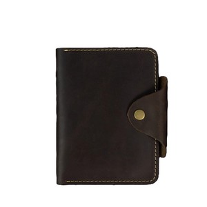 Genuine Vintage Dark Brown Leather Passport Holder Cover with Snap <b>Lock</b> <b>Dual</b> Slots Travel Multi Cards Document Organizer Wallets - Product Image 4