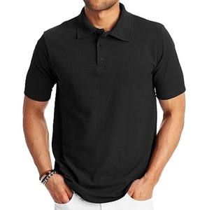 Polo homme noir uni coupe ajustée, décontracté, pour l'extérieur, été, manches courtes, respirant, personnalisable - Product Image 4