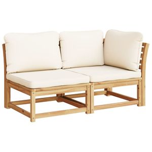 Conjunto de Muebles de Jardín de Madera de Acacia Sólida en Color Blanco Crema, Poliéster Mediano - Muebles de Exterior de Alta Calidad - Product Image 2