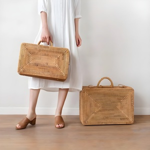 Icnic-maleta de viaje para niñas y mujeres, bolso de ratán natural respetuoso con el medio ambiente - Product Image 4