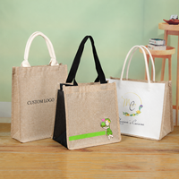 Sac fourre-tout en toile de jute naturelle, grande capacité, avec poche, personnalisable avec logo, idéal pour les courses, la plage