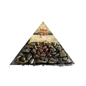 Pirámide de orgón de pirita natural, pirámide hecha a mano con fragmentos de piedras preciosas, cristal de orgonita para meditación - Product Image 3
