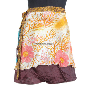 Designer Printed <b>Beach</b> <b>Wrap</b> Mini Skirt Ladies Fashion Apparel Boho Vintage Sari Mini Skirts Elastic Waist For Women And Girls - Product Image 5