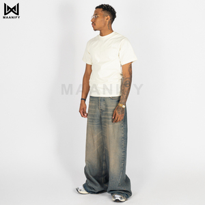 Premium <b>White</b> Oversized T Shirt Men Heavyweight Cotton <b>Plain</b> Blank <b>Tee</b> Streetwear Drop Shoulder Custom Apparel MAANIFY - Product Image 2
