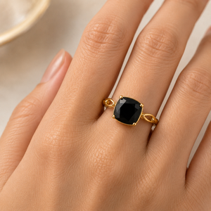 <b>Black</b> <b>Onyx</b> Cushion Cut 925 Silver Romantic Engagement Solitaire Promise Minimalist <b>Ring</b> Bands Gift for Her - Product Image 2