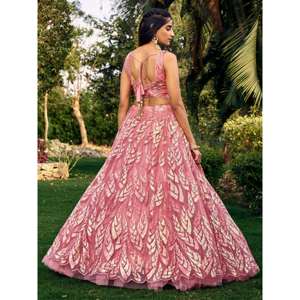 Impresionante Red De Lentejuelas Rosa Dama De Honor Lehenga Choli Con Dupatta - Product Image 1