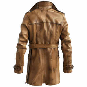 TOPEAK SPORTS Men's Long Leather Trench Coats Full Sleeves Breathable Quick Dry Eco-Friendly Customizable <b>Fur</b> Trim High Quality - Product Image 2