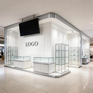 LUX Modern Luxury Glass Display Cabinet with <b>LED</b> Strip <b>Lights</b> for Jewelry and Mall Retail Use High Quality Metal Frame - Product Image 4