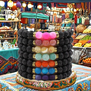 Bracelet bohème en pierres naturelles avec agate en forme de boule pour unisexe, idéal pour un anniversaire - Product Image 2