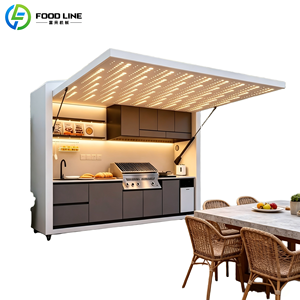 Cuisine extérieure économique avec bar et banc, ensemble barbecue intégré - Product Image 1
