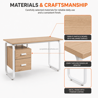 Bureau d'ordinateur avec deux tiroirs de rangement, cadre en U de 25 mm, OEM ODM, pour la maison, le bureau, l'étude, poste de travail, bureau d'ordinateur, bureau de travail