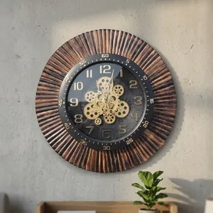 Vintage Art Deco Wooden Wall Clock Quartz Movement <b>Battery</b> <b>Operated</b> - Product Image 1