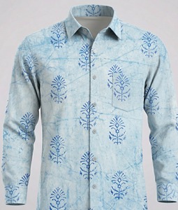 Mens Hand Block Print Cotton <b>Shirt</b> Soft Breathable Summer Casual <b>Shirt</b> Indian Handmade Bulk Supply - Product Image 2