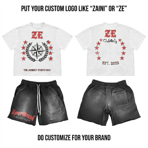 Premium 280 GSM Cotton Oversized T Shirt 320 GSM French Terry Acid Wash Shorts Custom Logo Streetwear <b>Set</b> - Product Image 1