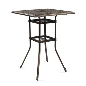 All Weather Cast Aluminium Square Bar Bistro <b>Table</b> 2' Umbrella Hole Outdoor <b>Tall</b> Patio Bar Height <b>Table</b> for Porch Garden Patio - Product Image 1
