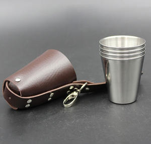 Imra Impex – Lot de 4 verres à shot incassables avec étui de voyage en cuir PU – Mini-tasses à whisky et vodka – Couleur et logo personnalisables 2026 - Product Image 2