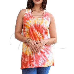 Latest Arrival Gym Wear Women's tank Tops Cotton Material <b>Tie</b> Dyed Quick Dry Breathable Women's tank Tops Customized Logo - Product Image 3