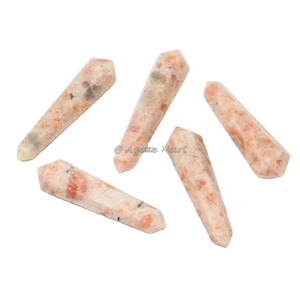 Pierre Semi-Précieuse de Guérison Naturelle Artisanat Agate Mousse Double Point Terminé pour la guérison style mascotte - Product Image 2