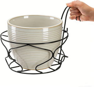 Support de pot de fleurs en fer noir pour balcon, panier de plantation à fixer sur balustrade avec cadre en fil métallique décoratif pour jardin, patio, fenêtre - Product Image 2