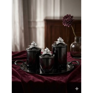 Hot Selling Best Quality Stainless Steel Hand Hammered European Most Demanding Butterflies Designer <b>Set</b> of 3 <b>Canisters</b> With Tray - Product Image 6