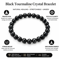 Bracelet en perles de tourmaline noire de haute qualité, 8 mm, pierres précieuses naturelles, cristal de guérison, méditation, Reiki, yoga, extensible, unisexe