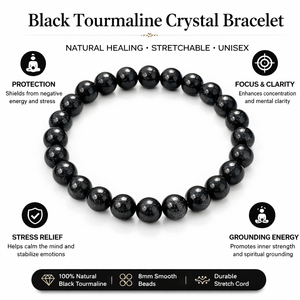 High Quality Bulk 8mm Black Tourmaline Bead <b>Bracelet</b> Natural <b>Healing</b> Crystal Stretchable Unisex Gift Grounding Protection - Product Image 2