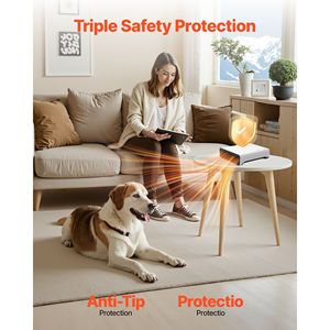 Calentador Eléctrico Inteligente de Pared de 1500W, Diseño Portátil con Protección Antivuelco, 3 Modos y Ajuste con Perilla - Product Image 5