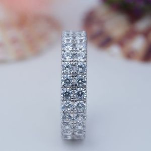 Anillo de Plata S925 con Moissanita de 3mm, Banda Cerrada Estilo Eternidad Completa, Joyería Europea Americana en Stock para Mujer - Product Image 4