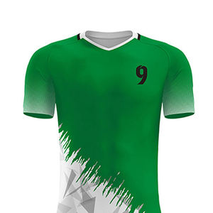 Ensemble de maillots de football unisexes personnalisés, col en V, noir et rouge rayé, imprimé par transfert thermique, écologique, respirant, effet néon lumineux - Product Image 5