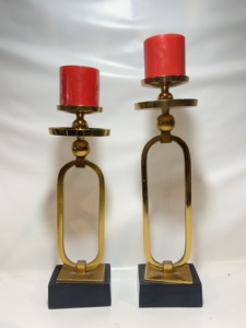 Ensemble de bougeoirs en aluminium pour mariage, finition dorée de luxe, supports de bougies coniques pour centre de table de réception, événement, hôtel - Product Image 1