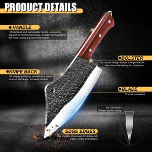 Handmade Cleaver <b>Knife</b> Forged Carbon Steel Wood <b>Handle</b> Cleaver Chef Butcher <b>Knives</b> Outdoor Slaughter <b>Knife</b> - Product Image 5