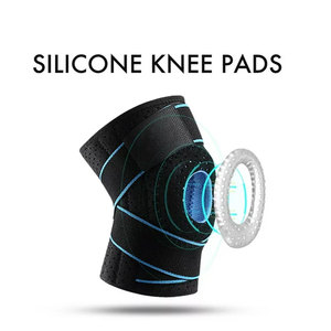 Genouillère de soutien taille unique noire avec bordure bleue, attelle de compression élastique, circonférence 32-44 cm - Product Image 3