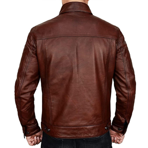 Professional Manufacture Custom Genuine Leather Waterproof Windproof Winter Fit Washed <b>Biker</b> <b>Jacket</b> - Product Image 6