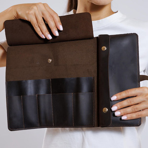 Estuche de Cuero Genuino para Artistas, Organizador de Pinceles y Lápices, Multibolsillos, Hecho a Mano, con Logotipo Personalizado, Precio al por Mayor - Product Image 5