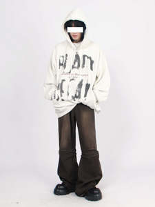 Hoodies en coton épais et surdimensionnés, effet vieilli, personnalisables, style vintage délavé, gris gothique, tailles XXS, ensembles vierges - Product Image 5